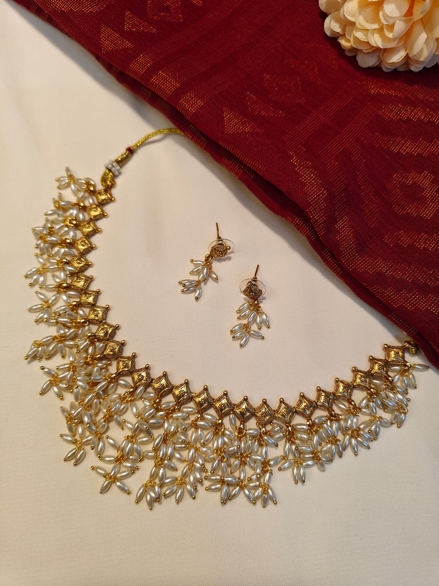 Gold Rice Pearl Necklace