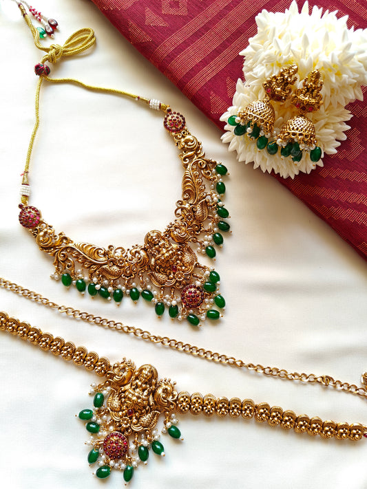 Green Beads Nakshi Bridal Set